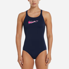 Women's Nike Swim Fastback One-Piece Swimsuit - Navy