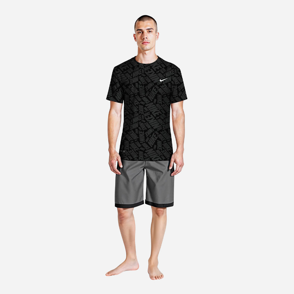 Áo Bơi Chống Nắng Nam Nike Swim Fall Embossed Hydro Short Sleeve Hydroguard - Đen - Supersports Vietnam