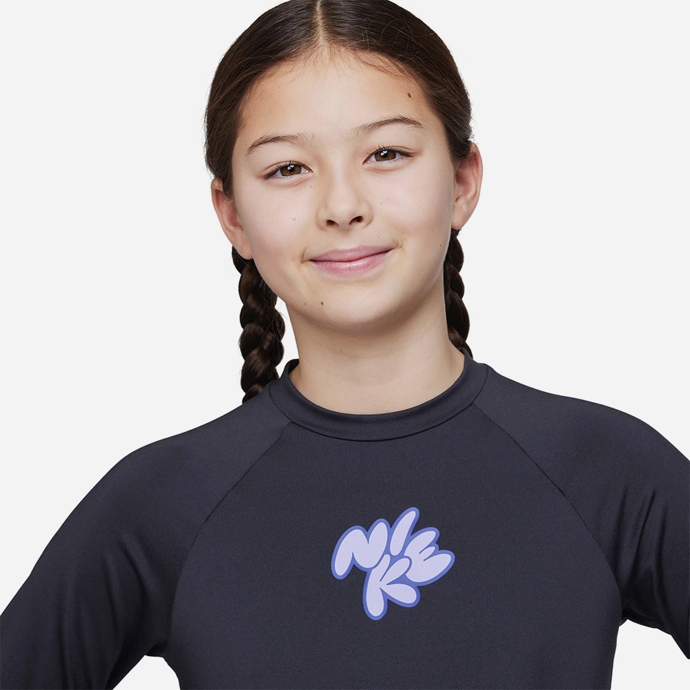 Áo Bơi Thể Thao Bé Gái Nike Swim Long Sleeve Hydroguard - Đen - Supersports Vietnam