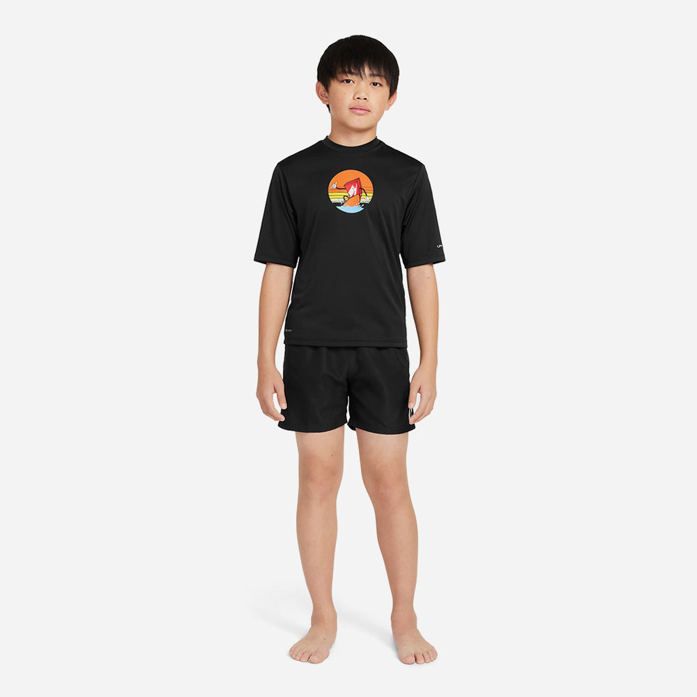 Áo Bơi Bé Trai Nike Swim Short Sleeve Hydroguard - Đen - Supersports Vietnam