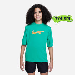 Áo Bơi Thể Thao Bé Trai Nike Swim Short Sleeve Hydroguard - Xanh Lá - Supersports Vietnam