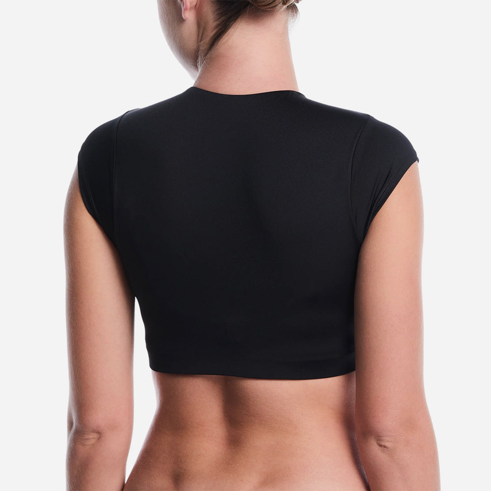 Áo Bơi Chống Nắng Nữ Nike Swim Cropped Short-Sleeve - Đen - Supersports Vietnam