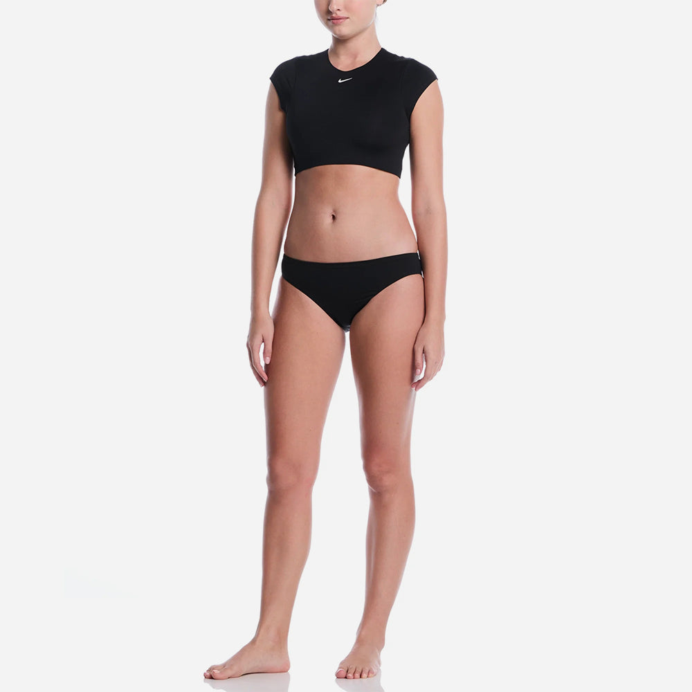 Áo Bơi Chống Nắng Nữ Nike Swim Cropped Short-Sleeve - Đen - Supersports Vietnam