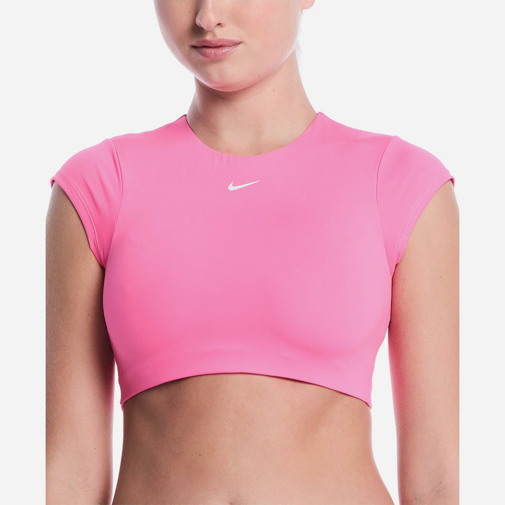 Áo Bơi Chống Nắng Nữ Nike Swim Cropped Short-Sleeve - Hồng - Supersports Vietnam