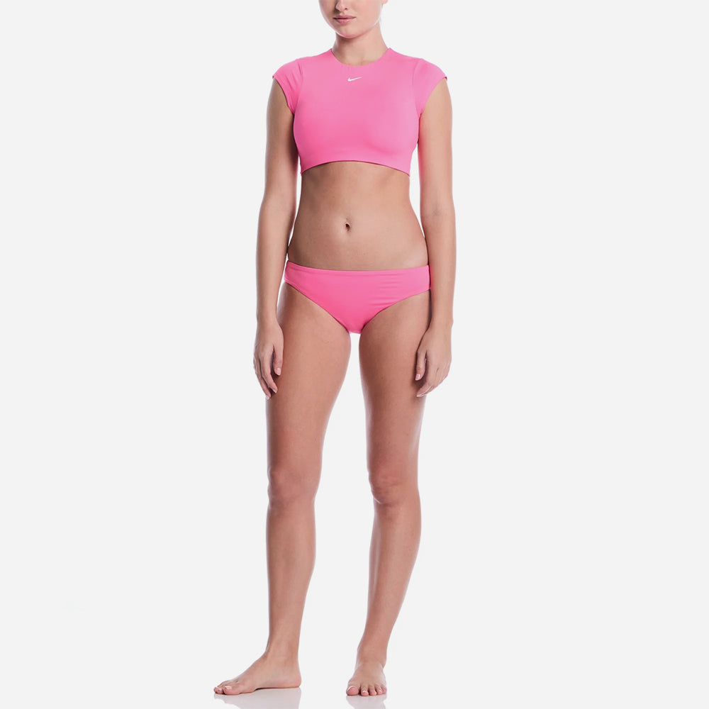 Áo Bơi Chống Nắng Nữ Nike Swim Cropped Short-Sleeve - Hồng - Supersports Vietnam