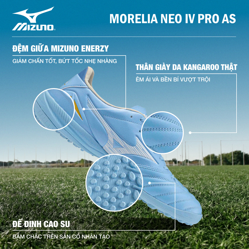 Giày Đá Bóng Sân Cỏ Nhân Tạo Nam Mizuno Morelia Neo Iv Pro As - Xanh Dương - Supersports Vietnam