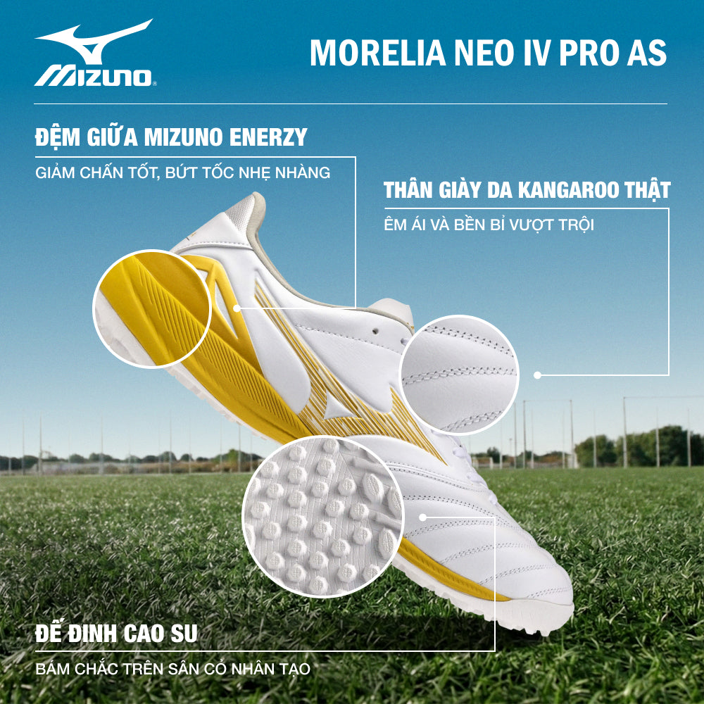 Giày Đá Bóng Sân Cỏ Nhân Tạo Nam Mizuno Morelia Neo Iv Pro As - Trắng - Supersports Vietnam