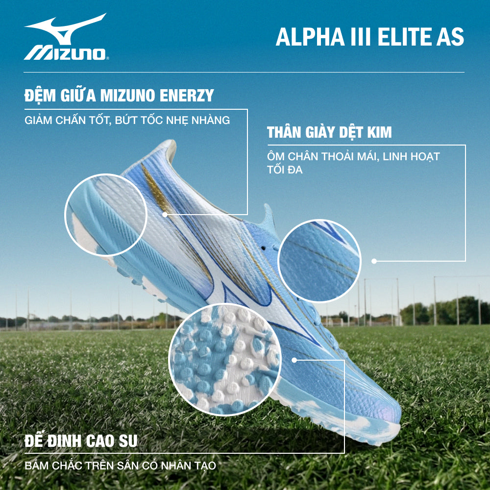 Giày Đá Bóng Sân Cỏ Nhân Tạo Nam Mizuno Alpha Iii Elite As - Xanh Dương - Supersports Vietnam