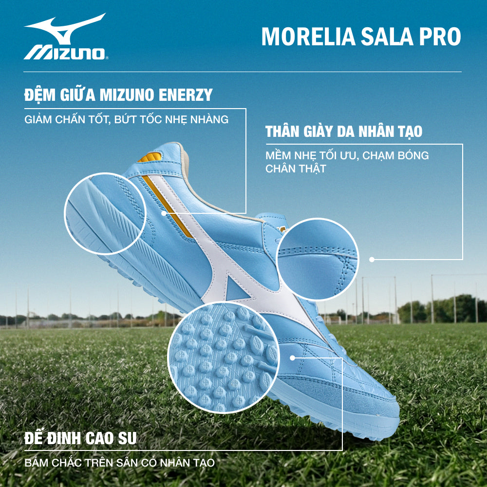 Giày Đá Bóng Sân Cỏ Nhân Tạo Nam Mizuno Morelia Sala Pro - Xanh Dương - Supersports Vietnam