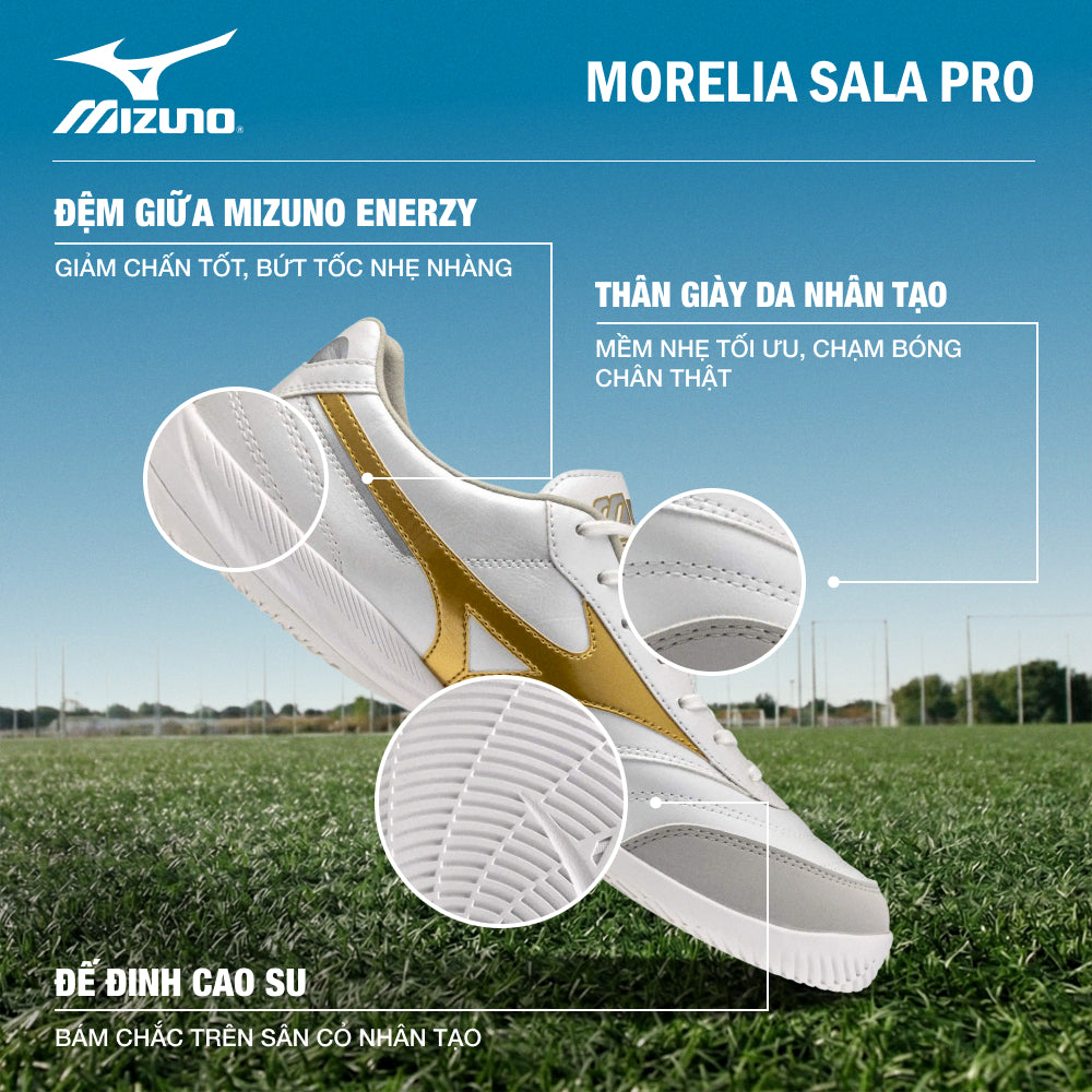 Giày Đá Bóng Sân Cỏ Nhân Tạo Nam Mizuno Morelia Sala Pro - Trắng - Supersports Vietnam