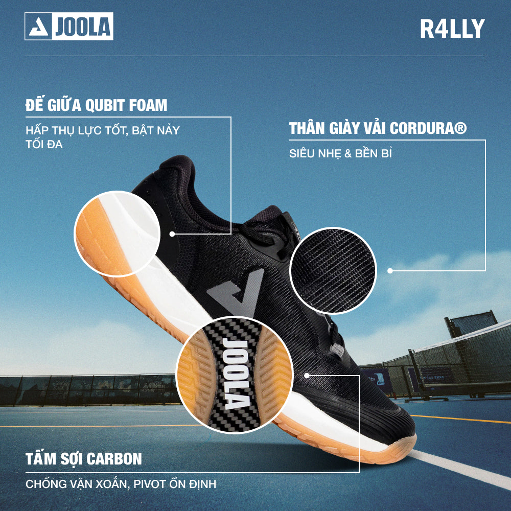 Giày Pickleball Nam JOOLA R4Lly - Đen - Supersports Vietnam