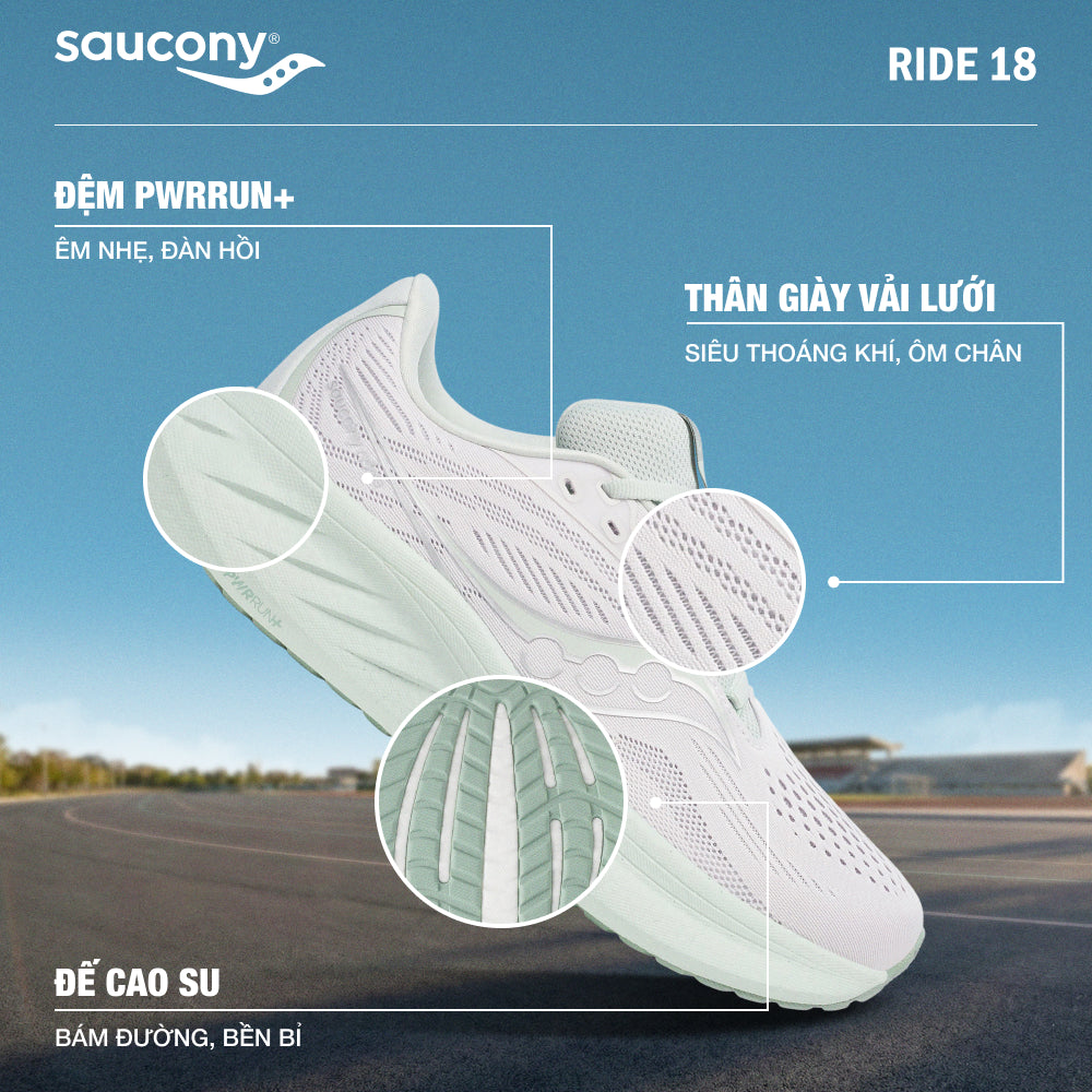 Giày Chạy Bộ Nữ Saucony Ride 18 - Xanh Mint - Supersports Vietnam
