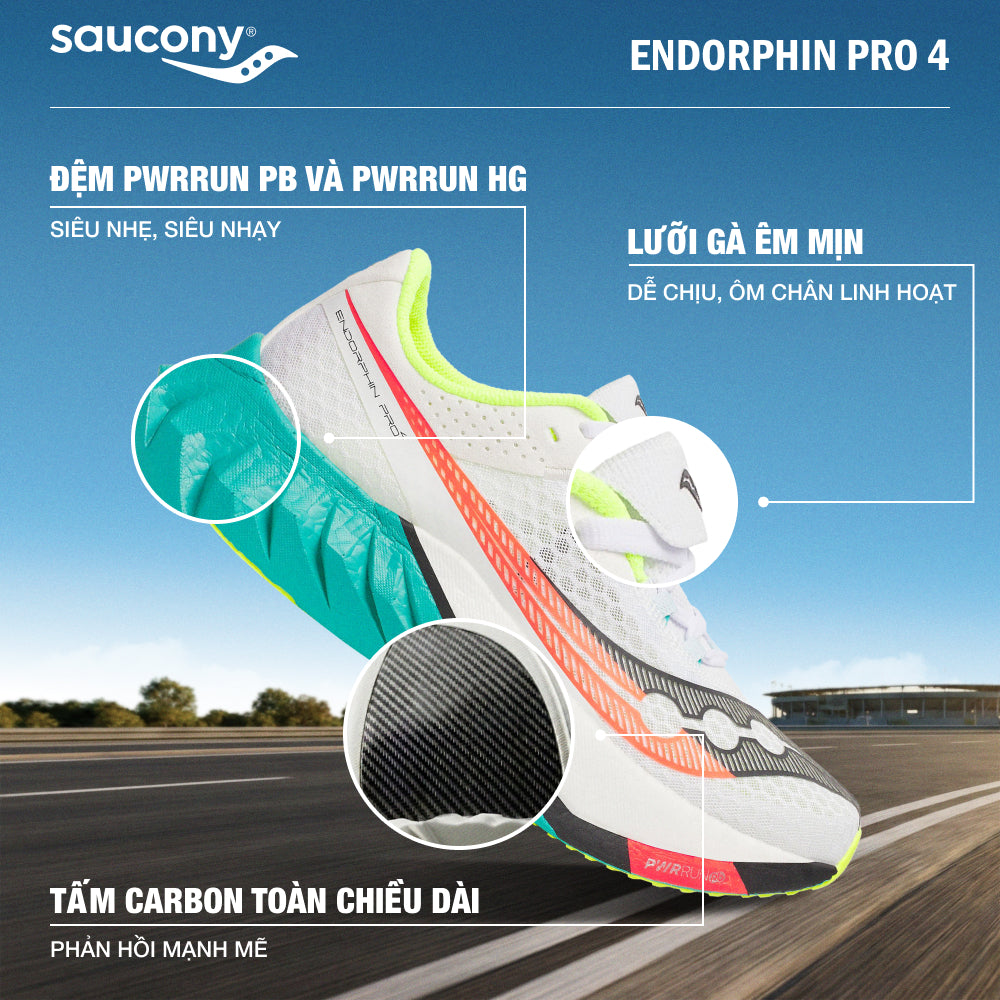 Giày Chạy Bộ Nam Saucony Endorphin Pro 4 - Trắng - Supersports Vietnam