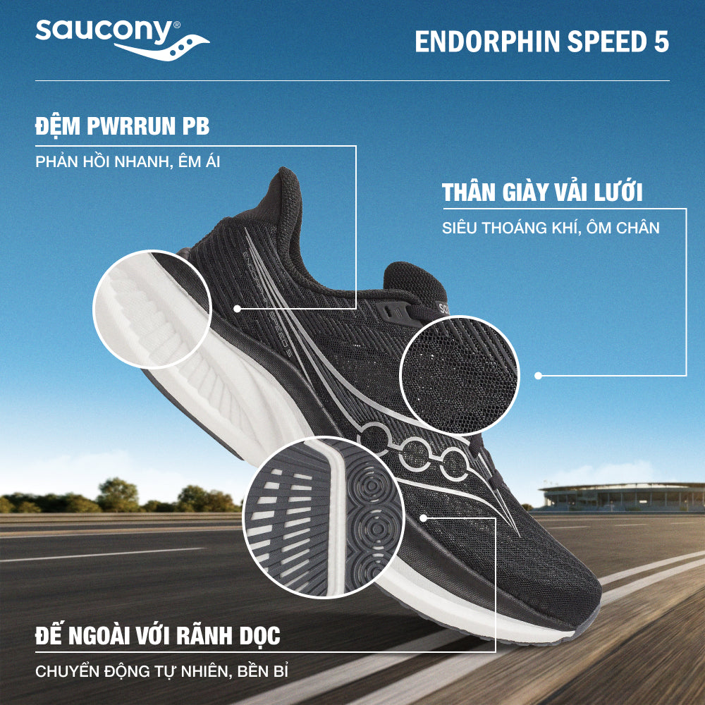 Giày Chạy Bộ Nam Saucony Endorphin Speed 5 - Đen - Supersports Vietnam