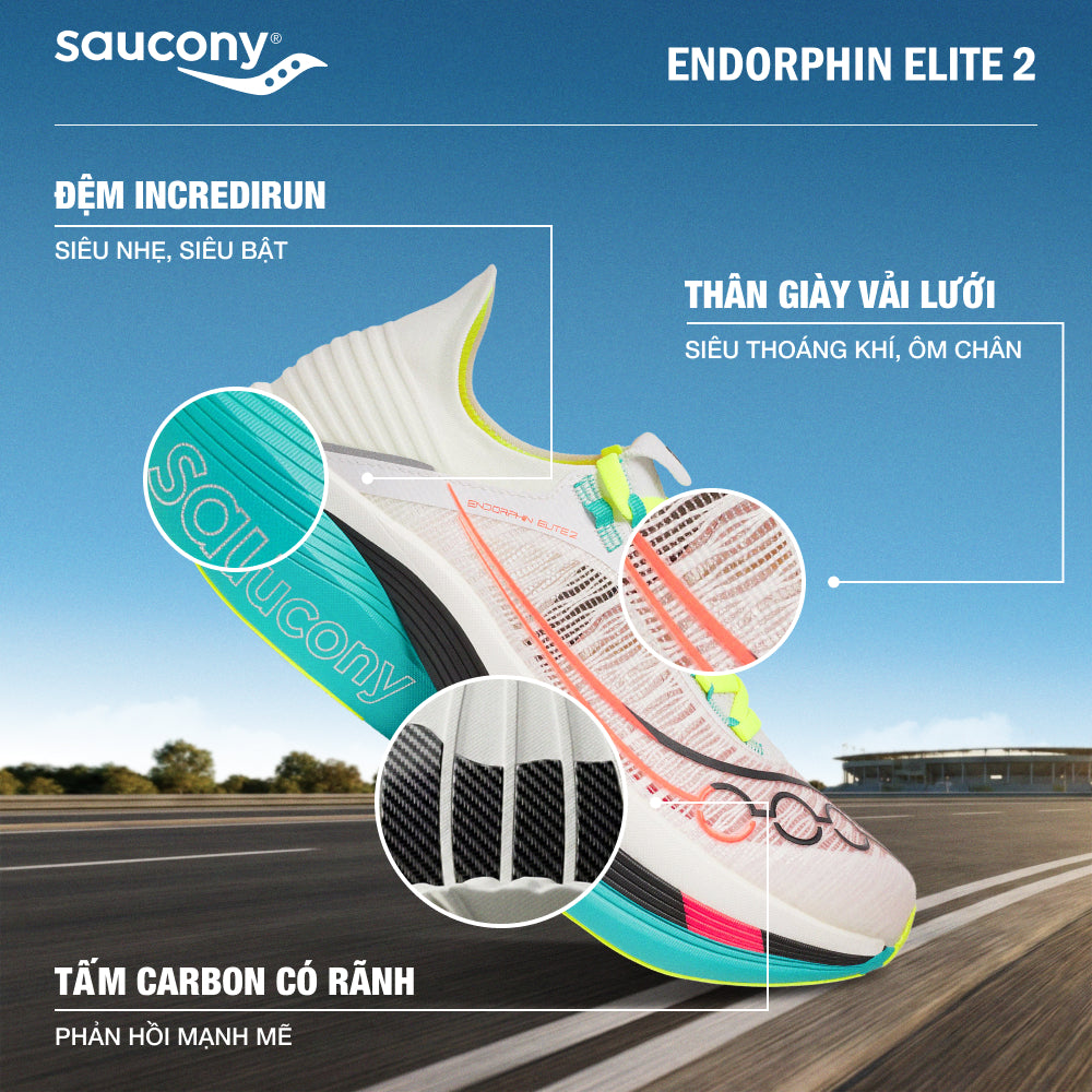 Giày Chạy Bộ Unisex Saucony Endorphin Elite 2 - Trắng - Supersports Vietnam