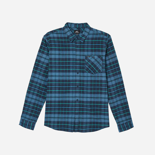 Men's O'Neill Redmond Plaid Stretch Flannel Long Sleeve T-Shirt - Blue