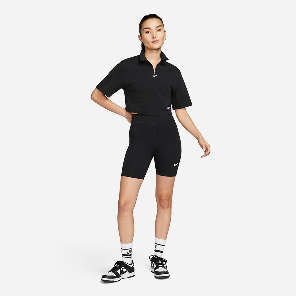 Quần Ngắn Thời Trang Nữ Nike Sportswear Classics High-Waisted 8" Biker - Đen - Supersports Vietnam