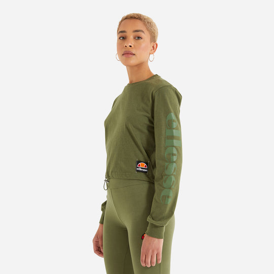 Women's Ellesse Taner Crop Khaki Sweatshirt - Army Green