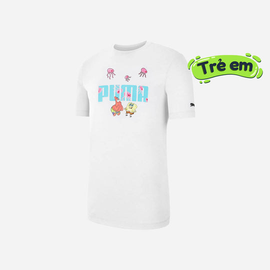 Áo Thun Trẻ Em Puma X Spongebob Logo - Trắng