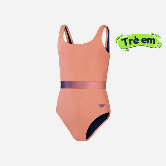 Girls' Speedo Contrast Belt Swimsuit - Orange