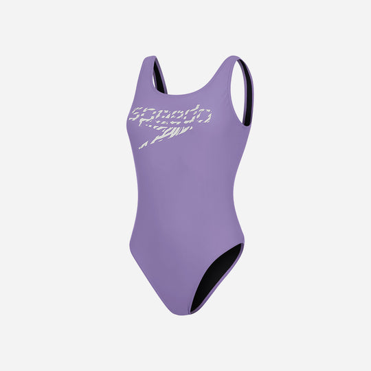 Women's Speedo Logo Deep U-Back Swimsuit - Purple
