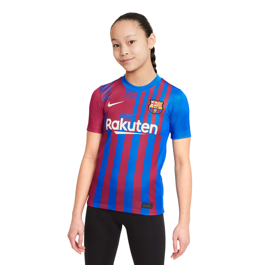 Áo Tay Ngắn Thể Thao Trẻ Em Nike Fc Barcelona 2021/22 Stadium Home - Supersports Vietnam