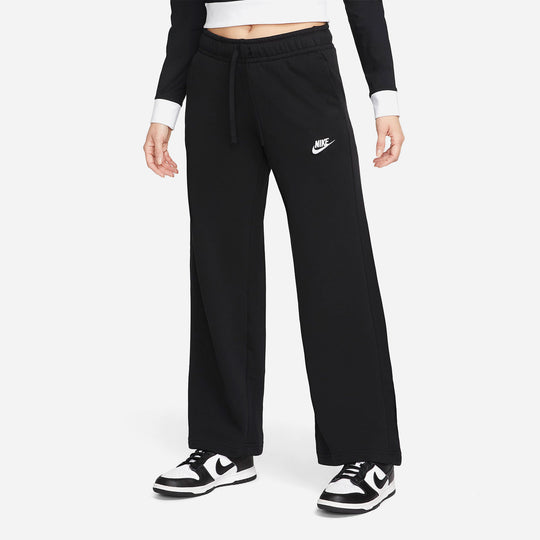 Women's Nike Club Fleece Mid-Rise Wide Pants - Black