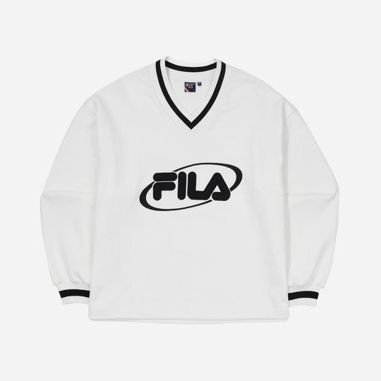 Women's Fila Heritage V-Neck Sweater - White