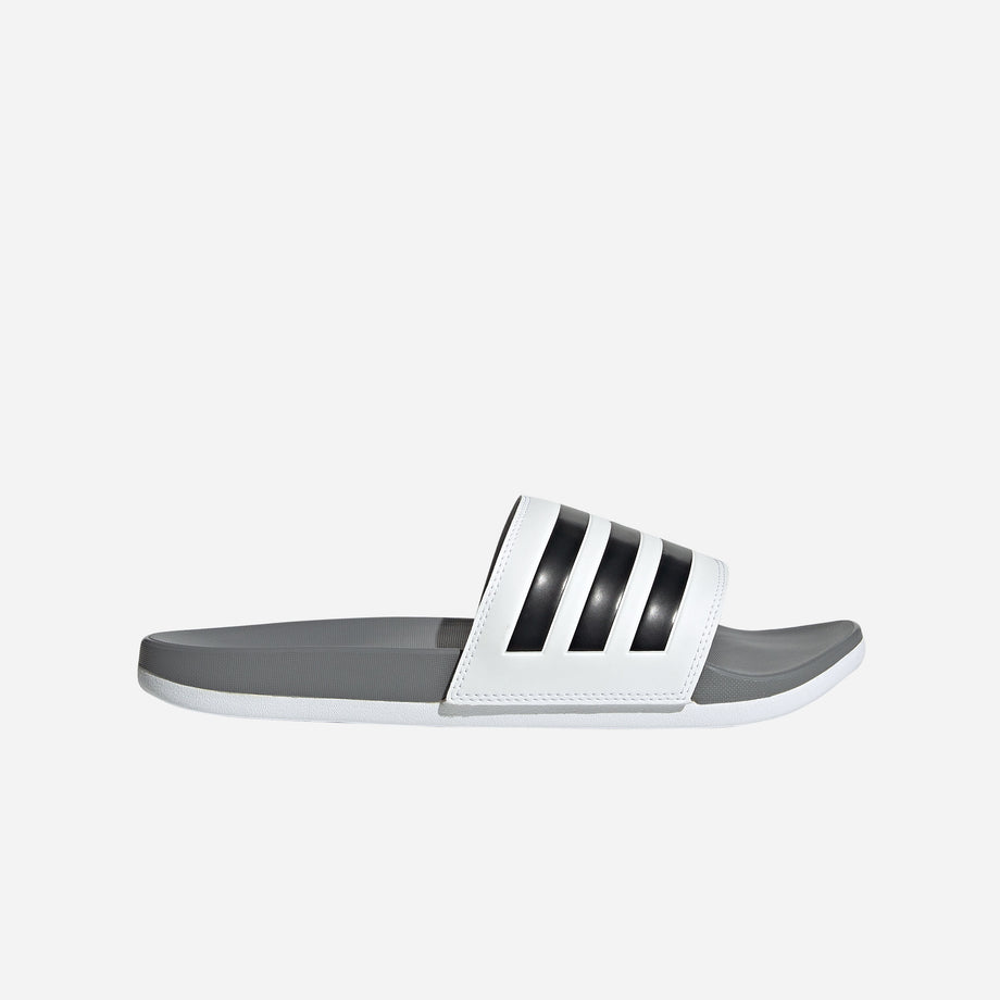 Grey and white adidas 2024 slides