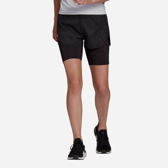 Women's Adidas Run Fast Two-In-One Shorts - Black