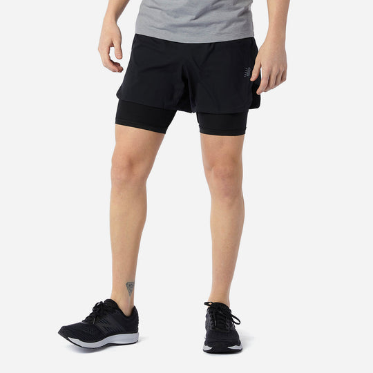 Men's New Balance Run Crew Shorts - Black